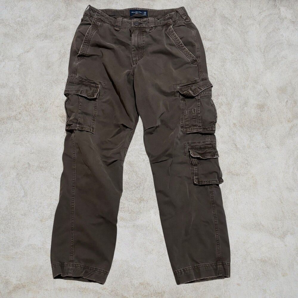 Y2K Baggy Abercrombie & Fitch Brown Men's Military Cargo Pants size 30x32